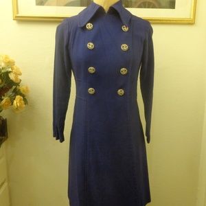 Vintage Nautical Style Navy Blue Coat Dress